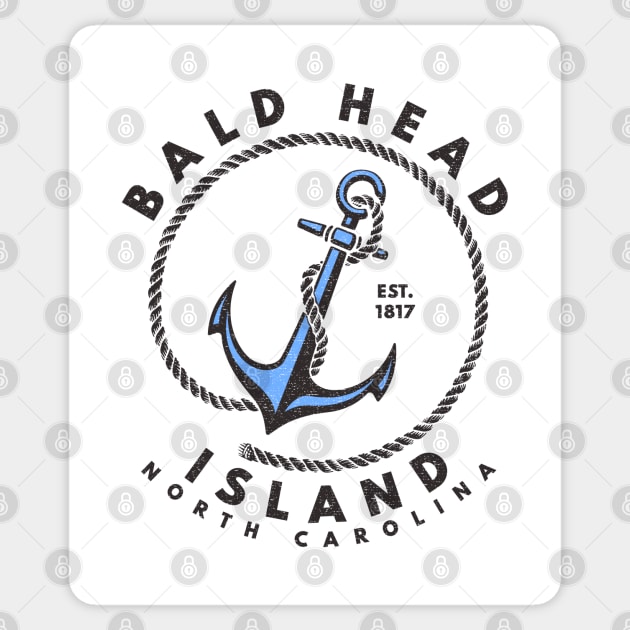 Vintage Anchor and Rope for Traveling to Bald Head Island, North Carolina Sticker by Contentarama